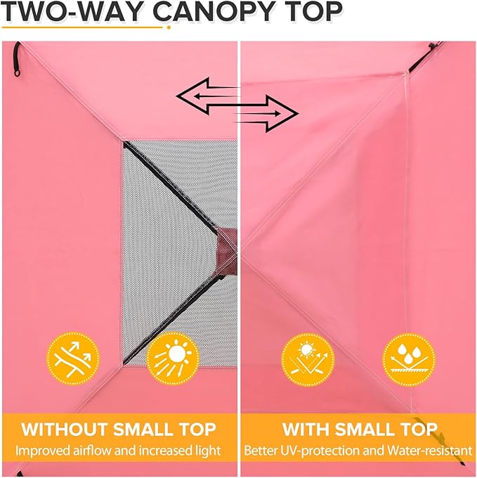 EAGLE PEAK Flex Ultra Compact 4x4 Pop-up Canopy Tent with Vented Top Sun Shelter Fast Set Up Changing Room Portable Privacy Canopy for Camping Photoshoots and More (Pink)