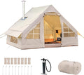 Inflatable Tent Outdoor Easy Setup Inflatable Tents for Camping Portable Blow Up Tent with Stove Jack Cotton Canvas Material for Glamping for 4 Season 4/6/8/10 Person Use