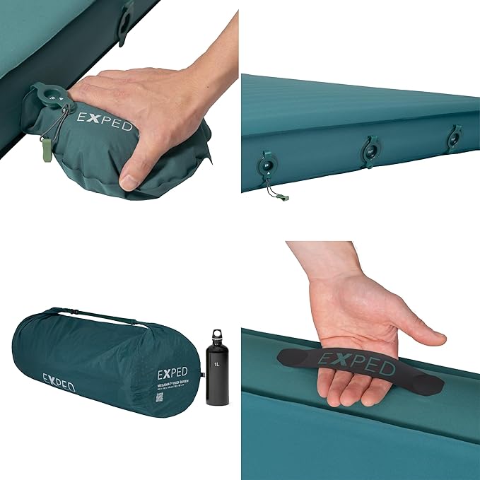 Exped MegaMat Duo Queen - Self Inflating Soft Car Sleeping Mat 4” Foam Pad Pump Included