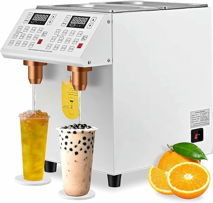 Automatic Fructose Dispenser - 10L Electric Syrup Dispenser for Commercial Use Stainless Steel Barrel with Dual Outlets