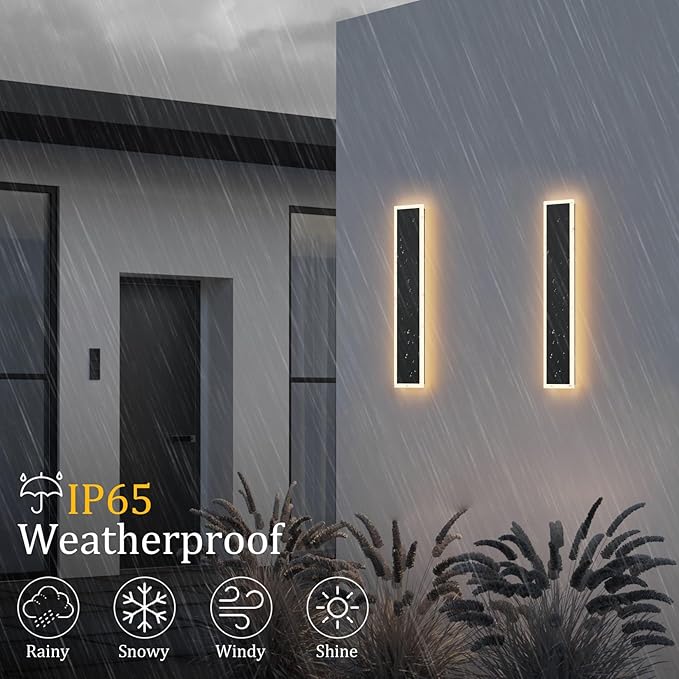 Modern Outdoor Wall Sconce 31.5InchExterior LED Wall Light Fixture IP65 Waterproof 3000K for Porch Garage Courtyard