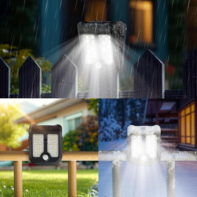 Tryme Small Solar Lights for Chain Link Fence Outdoor Motion Sensor Clip on Solar Lights for Garden Gate Deck Step Patio Camping 4 Pack