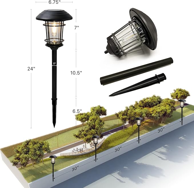 Grand patio Solar Outdoor Lights 10 Pack Glass Light Metal Pathway Light Waterproof Landscape Lighting Automatic Dusk and Dawn Sensor (Slate Gray)