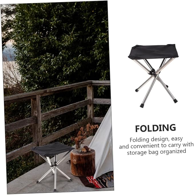 Yardwe Outdoor Folding Stool Telescopic Camping Chair Fishing Folding Stool Compact and Portable for Activities