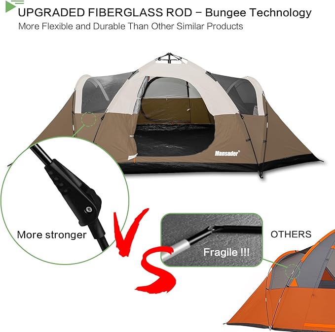 6 Person Family Camping TentWaterproof Windproof with Top RainflyEasy Set UpPop Up Tent for Outdoor Camping Hiking Trave
