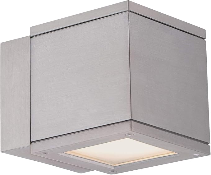 WAC Lighting WS-W2505-AL Rubix LED Outdoor Wall Light Fixture Double Light 3000K Brushed Aluminum