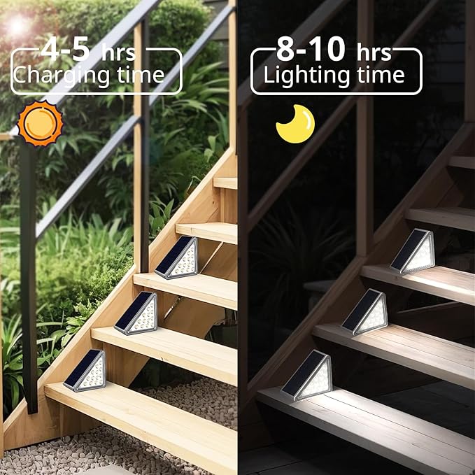 Grey Solar Step Light Outdoor Stair Lights Deck Lights Outdoor Powered IP65 Waterproof 6500K Cool White Solar Outdoor Step Light Decor for Stair Deck StepPorch and Outside Patio8 Pack