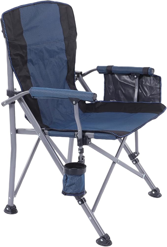 Camping Chair Heavy Duty 440lbs Capacity Portable Folding Chair with Side Pockets and Anti Slip Footpads for Outdoor Camping Fishing Picnic Travel Backpacking