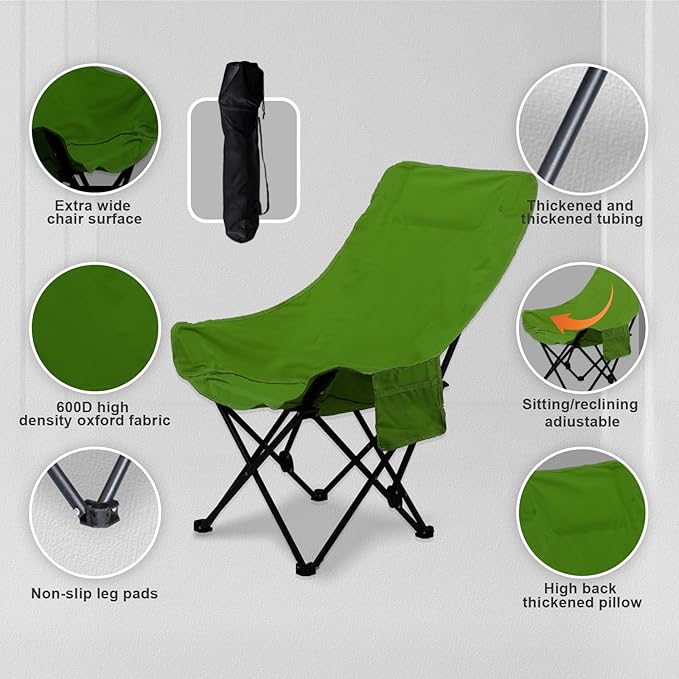 Smartmak Oversize Portable Sauna Chair High Back Quick Folding Chair Adjustable Angle with Storage Bag for 1 or 2 Person Sauna (Coffee)