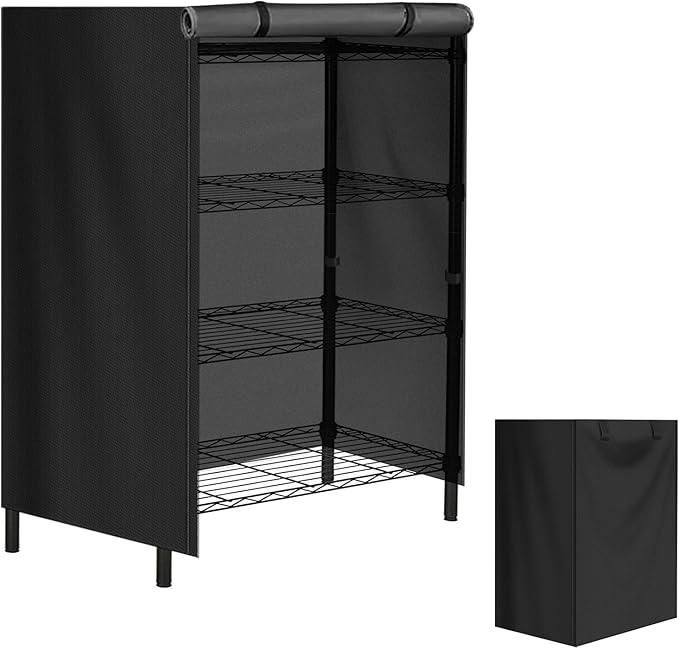 Storage Shelving Unit Cover with Zipper - Waterproof Indoor/Outdoor Dust Cover (25L x 15W x 30H)