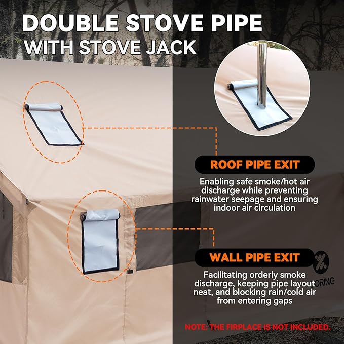Hammock Hot Tent with Stove Jack - 4 Season Winter Tent with Snow Skirt PU3000mm Waterproof Cold Weather Wall Shelter with Big Mesh Door/Windows for Backpacking Camping Hiking (No Poles)