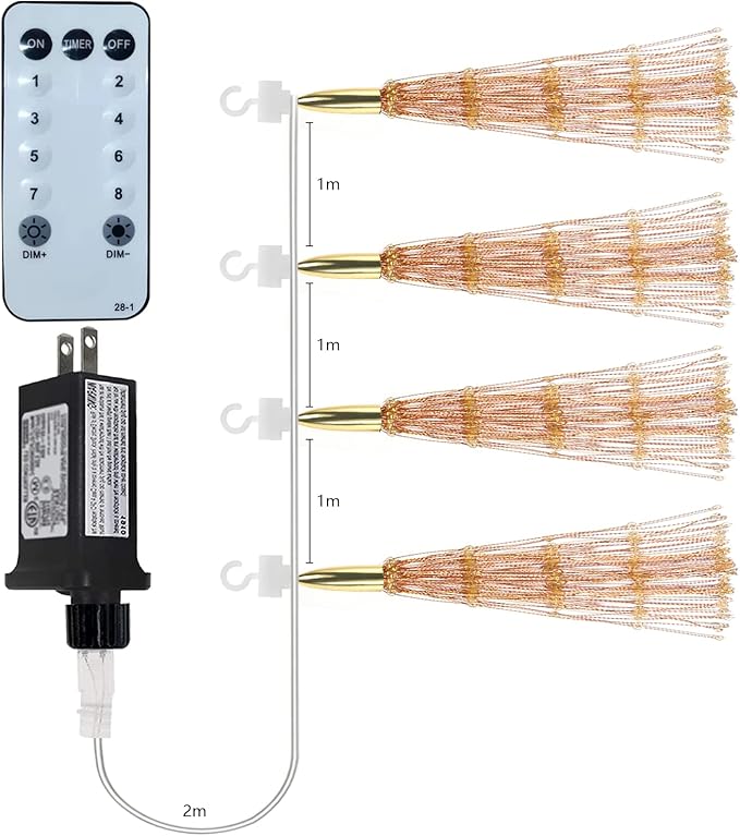 4 Pack 800 LED Plug in Starburst Sphere LightsFirework Light 8 Modes Dimmable Remote ControlWaterproof Copper Wire Hanging Fairy Lights for Patio Parties Tent Christmas (Warm White)