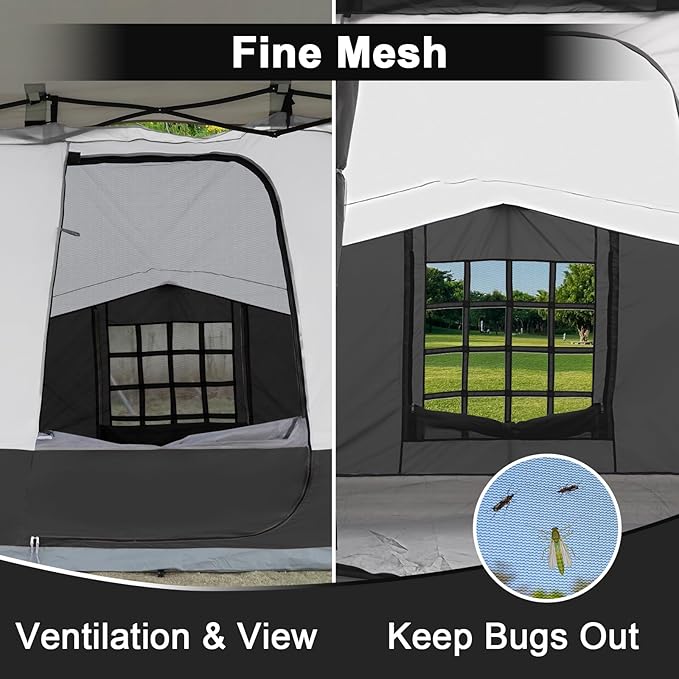 KAMPKEEPER Canopy Side Tent Camping Canopy Tent for 10x10 Pop Up Canopies Cube Tents Gazebo Room Compatible with 10' Wide Canopies(Canopy Not Included)