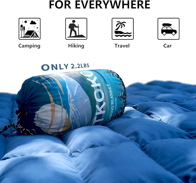 Down Camping BlanketWarm Puffy Lightweight Down Camp Blanket Outdoor Travel Quilt for SleepStadium Hiking 700 Fill Power Water Resistant