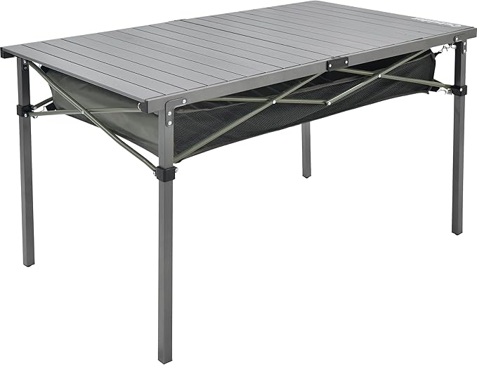 OUTSIDER Folding Camping Table Portable Roll-up Outdoor Lightweight Aluminum Camp Table for Picnic BBQ Backyards Beach Large Storage Mesh Pocket and Carrying Bag Included