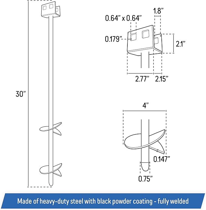 3/4 x 30 Mobile Home Double Disk Earth Auger Anchor Heavy Duty Steel - RV Camping Tents Trampolines Deer Stands (8 Pack)