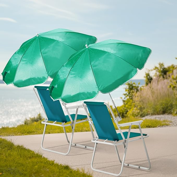 Beach Chair with UmbrellaOutdoor Folding Chair with 360°Canopy Shadefor AdultsCamping Chairs for CampingPoolFishing