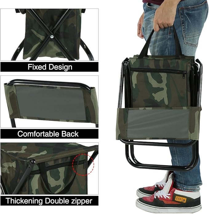Drfeify Convenient Foldable Outdoor Camping Fishing Chair with Storage Bag Portable Folding Seat for Sports &amp Outdoor Activities
