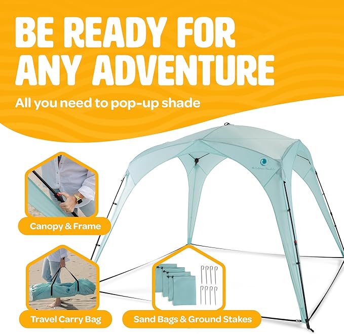 Pop ’N Go® Beach Canopy – Windproof Beach Tent with Quick Setup UV Shade Lightweight &amp Portable Design – Perfect for Beach Days Outdoor Play Camping &amp Family Adventures (Blue)