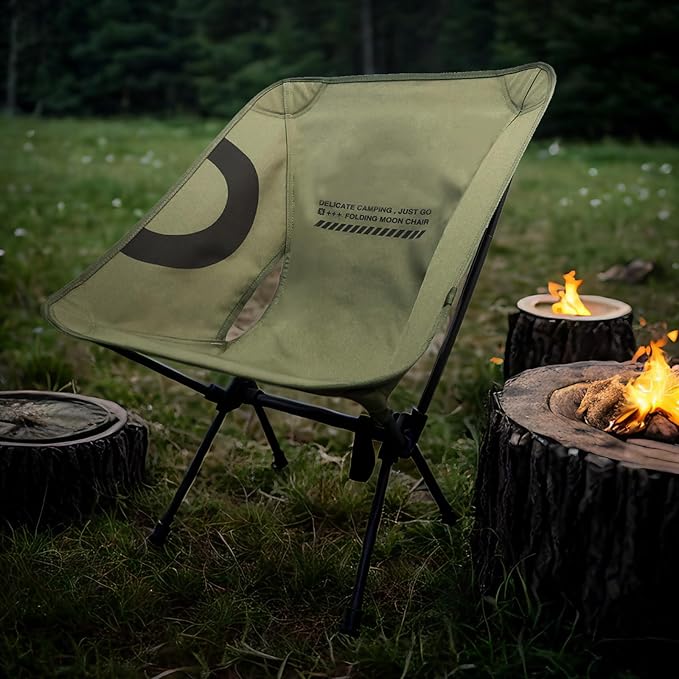 Lightweight Folding Camping Chair for Adults Heavy Duty 270lbs Capacity Compact Backpacking Hiking Chair – Portable Durable Outdoor Chair with Ergonomic Support (Army Green)