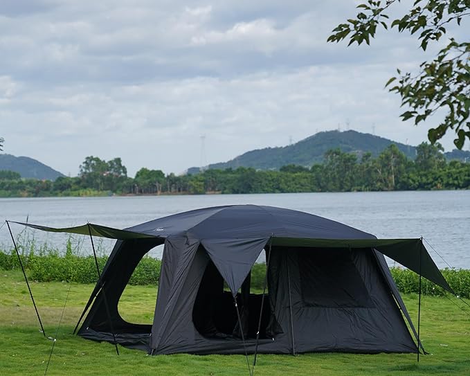 Vidalido 4-6 Person Camping Tent with 3 Door 2 Room Large Family Cabin Tents Double Layer Waterproof Portable Glamping Tent Big Tents for Outdoor Camping Hiking and Backpacking