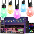 APPECK Outdoor String Lights 50ft Smart RGBW Outdoor Patio Lights with 15 LED Bulbs Extendable 111 Scene Modes IP65 Waterproof Lighting for Outside Dimmable Warm White Compatible with Alexa