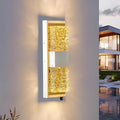 Dusk to Dawn Outdoor LightingExterior Lighting Fixtures IP65 Waterproof Porch Lights Outdoor 12W LED Crystal Modern Outside Wall Sconce for Porch Hallway Doorway Patio14.2'' White&ampGold