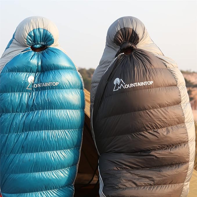 Mountaintop Down Sleeping Bag 15F 650 Fill Power - Ultralight Compact Portable Hiking Camping Sleeping Bag with Compression Sack for Adults Teens