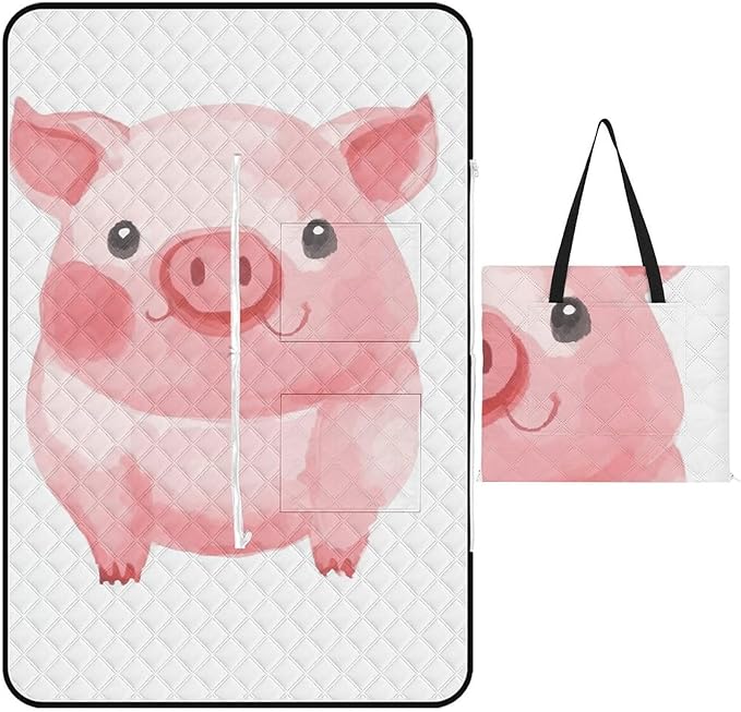 Zipper Lovely Pink Pig Style Picnic Mat Suitable for Travel Camping Park Or Home Use