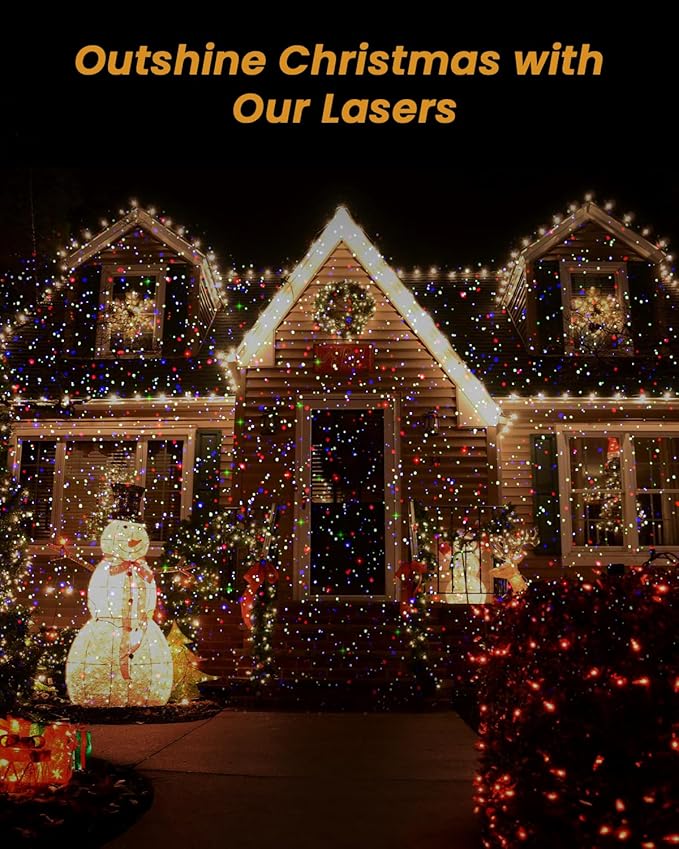 Christmas Laser Lights Outdoor RGB (Red Green Blue) Light Projector with RF Remote and Timer for Parties &amp Wedding Brighter Projection Lights for Christmas Holidays and Garden Decor