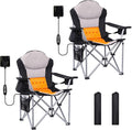 Camping Chair Folding Chair Outdoor Heated Chairs Heated Camping Chairs Adjustable Chair Back with 12V 10000mAh Battery Carry Bag Cooler Bag Cup Holder and Zippered Holder (Set of 2)