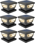 Sumaote Solar Post Cap Lights 120 Lumen 3000K Warm White LED for 3x3 Metal/Vinyl &amp 4x4 Wood Posts IP65 Waterproof Outdoor Garden Fence Deck Lighting Dusk-to-Dawn Auto On/Off (6 Pack)