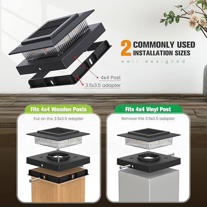 Post Cap Lights 16pack 4x4 Deck Fence Post Solar Lights Outdoor with Warm White LightingBlack Waterproof Solar Post Lights for Vinyl/Wood Posts to Decorate Fence DeckGarden Patio