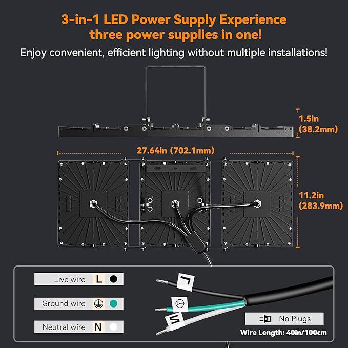 600W LED Outdoor Flood Light 60000LM Super Bright Stadium Light 6000K Daylight White IP66 Waterproof 3 Heads Adjustable Outdoor Floodlights for Backyard Parking Lot Stadium Field
