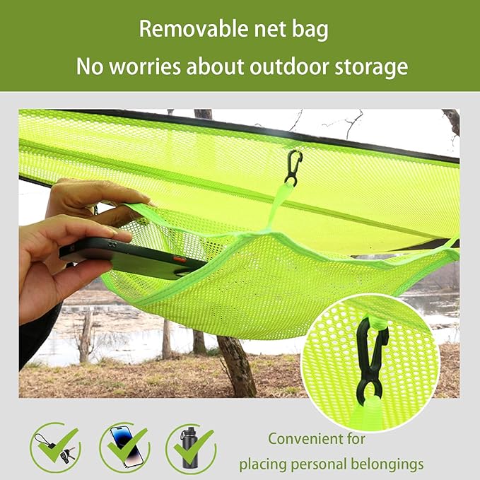 Triangle Hammock 10FT Heavy Duty 300LBS-1000LBS Capacity for 1-3 Person Portable Camping Hammock with Storage Bags Multi-Person Hammock for Outdoor Backpacking Travel (Green-2.8m-150kg)