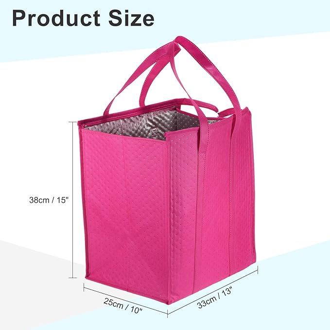 PATIKIL 6 Pack Insulated Reusable Grocery Bags Take Out Bags Non-Woven Thermal Insulation Food Bags with Zippered Cooler Bag