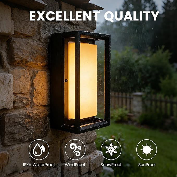 LED Outdoor Wall Sconce &amp Porch Sconce 3000K 1000 Lumens Die Cast Aluminum Porch Lights Modern Exterior Decorative Light Fixture for Front Door Garage House Entrance(5.5X4.3X11inch)