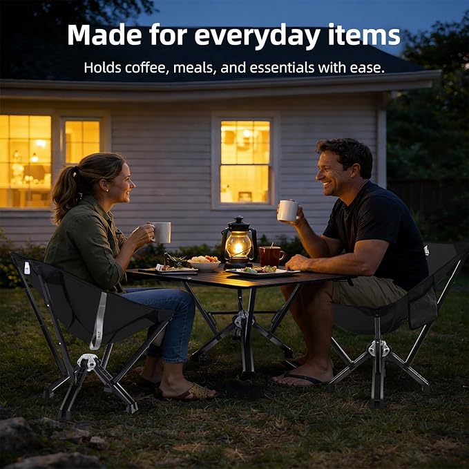 Folding Outdoor Table — Easy to Use Stable for Everyday Tasks Compact Roll-Up Design Portable Table for Camping Backyard &amp Simple Outdoor Use