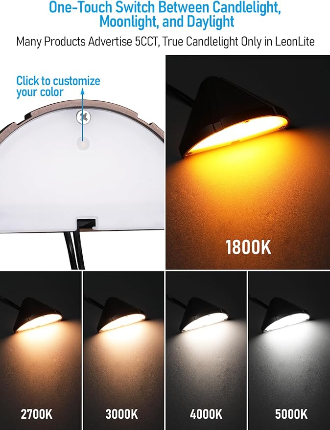 LEONLITE 5CCT Low Voltage LED Deck Light 12-24V AC/DC Triangle Stair Railing Light CRI90 IP65 Aluminum Landscape Step Fence Lighting 1800K/2700K/3000K/4000K/5000K Oil Rubbed Bronze Pack of 4