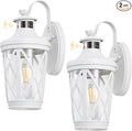 VIANIS Motion Sensor Outdoor Wall Light Fixtures 2-Pack White Dusk to Dawn Front Porch Lights Anti-Rust Outdoor Lanterns Wall Mount with Adjustable Sense Range Exterior Coach Light for Garage