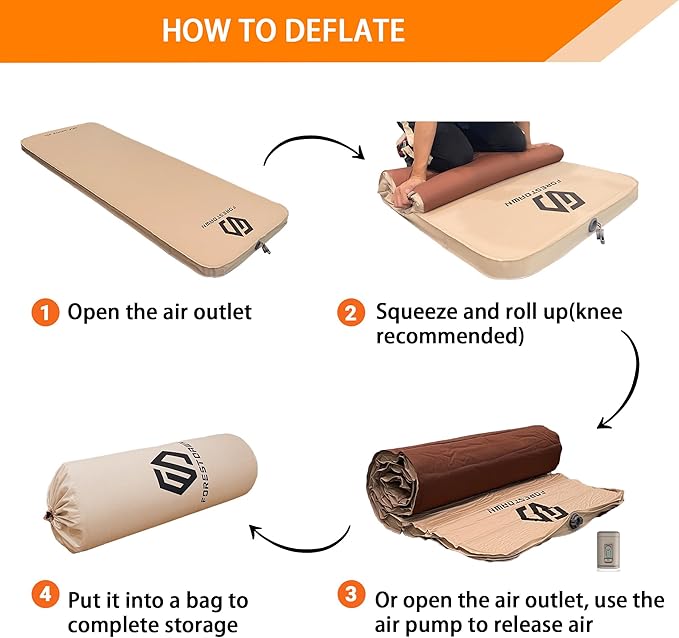Self Inflating Sleeping Pad4 Extra Thick Memory Foam Camping Pad 60S Fast Air Self-Inflating Camping Mattress Pads 4 Season Sleeping Mat for Camping Rooftop Tent Car Truck Van