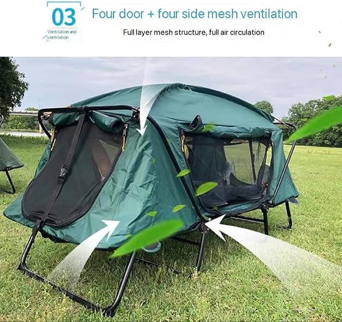 Off-The-Ground Tent Outdoor Camping Double-Layer Anti-Storm Camping Car Fishing Portable Speed Open Single Double Camping Bed Tent