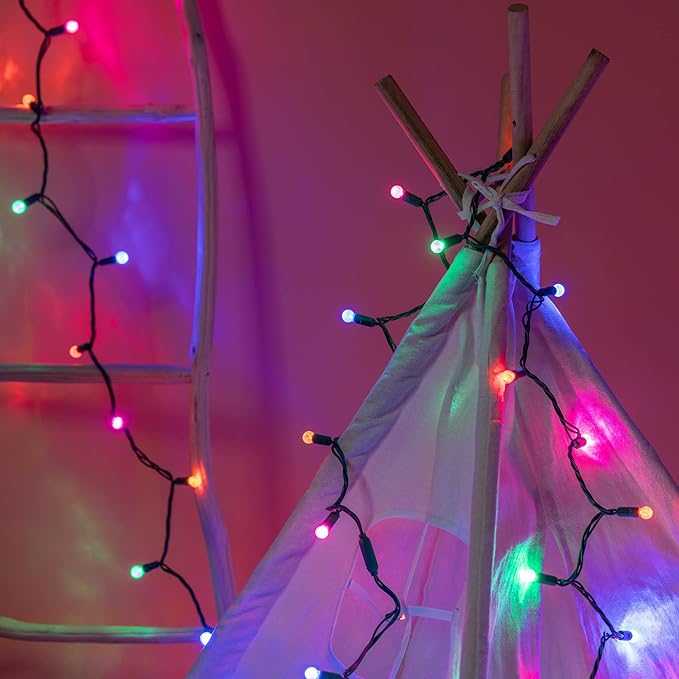 YULETIME Multicolor One-Piece G12 Raspberry Christmas Lights 140 Count 48 Feet 2 Sets 70 LED 24 ft High Waterproof UL Certified String Light (Multicolor)