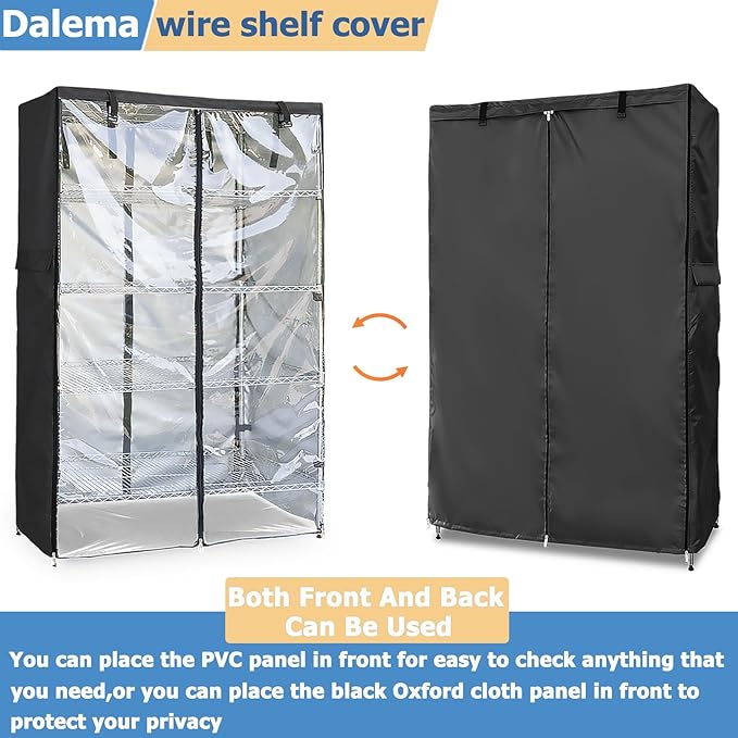 Waterproof Shelf CoverOutdoor 600D Heavy Duty Dustproof Storage Shelves Cover48''x18''x72'' Shelf Covers for Wire Shelving with ZippersStorage Rack Covers with Clear Front