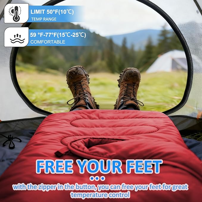 oaskys Camping Sleeping Bag - 3 Season Warm &amp Cool Weather - Summer Spring Fall Lightweight Waterproof for Adults Kids - Camping Gear Equipment Traveling and Outdoors