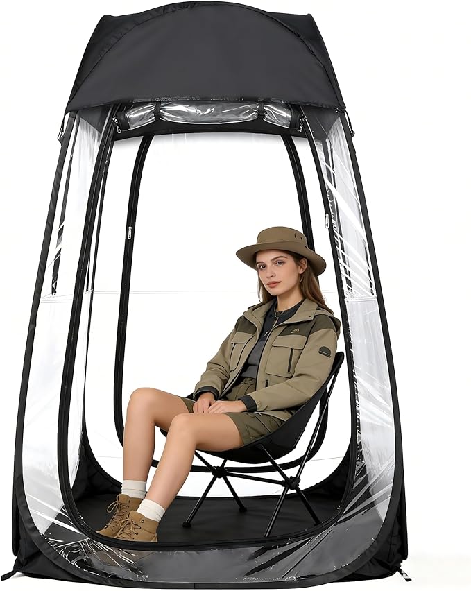 Portable Pop Up Sports Tent for 1 Person - 10 Second Instant Shelter with Clear View Wind &amp Rain Protection for Outdoor Games Fishing Camping Lightweight &amp Easy Carry