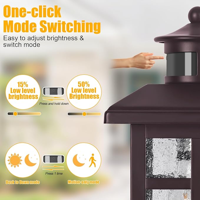 2 Packs Motion Sensor Outdoor Lights- Outdoor Porch Lights Light Fixtures Motion Sensor Bronze Porch Lights Outdoor Bronze Exterior Lights for House Garage Door