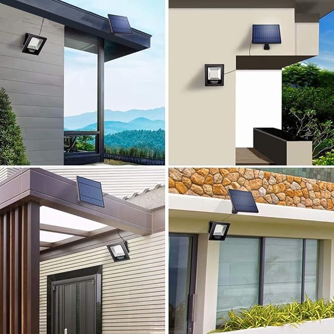 Solar Lights Dusk to Dawn 4400mAh Solar Powered Spotlight Waterproof Flood Light 6000K Lighting with 16FT Cord for Patio Flag Pole Fence White