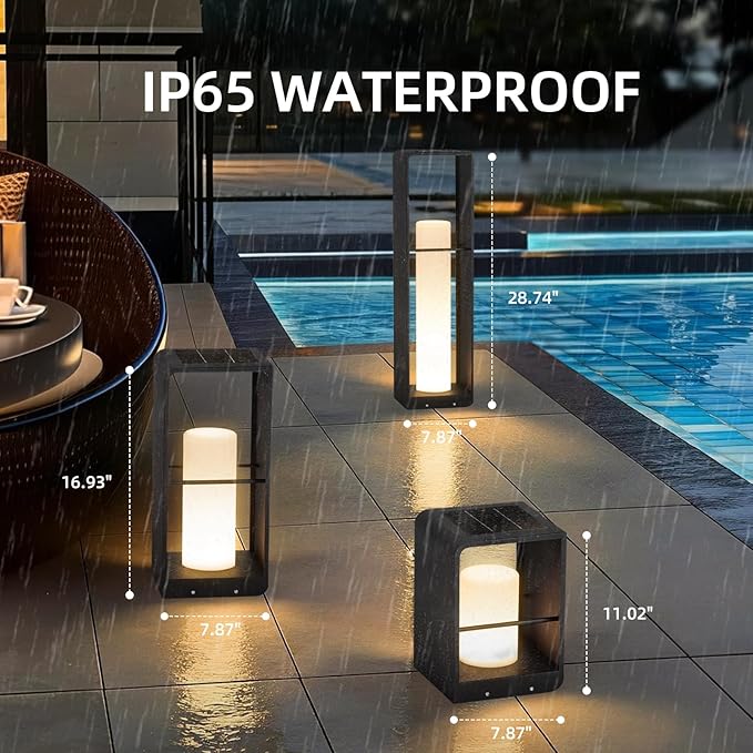 Outdoor Lights for Patio IP65 Solar Lanterns Outdoor Waterproof 3000K LED Path Lights Outside Floor Lamp Solar Powered Dusk to Dawn Landscape Lighting for Deck Garden Yard Backyard Porch
