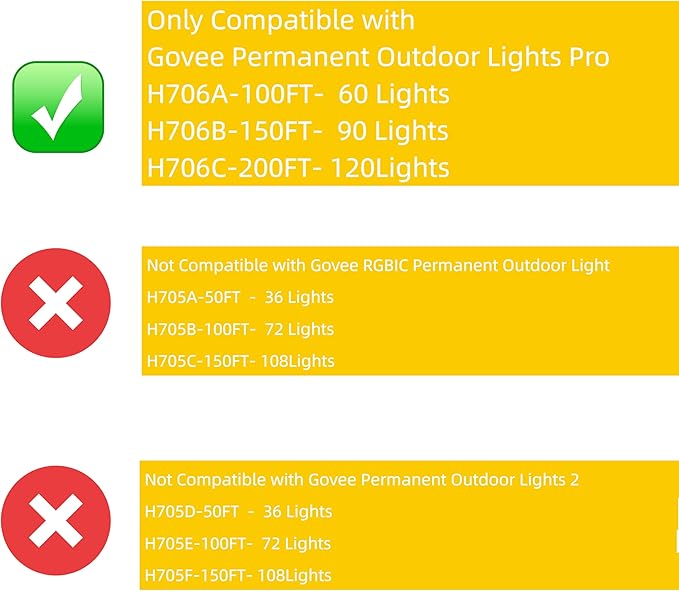 Light Clips Mounts Bracket Compatible with Govee Outdoor Lights ProH70660 PacksBlack